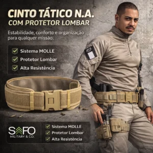 Cinto NA Tático Fecho de 3 Pontas com Protetor Lombar – Equipamento Funcional para Revenda | Segmento Tático e Operacional
