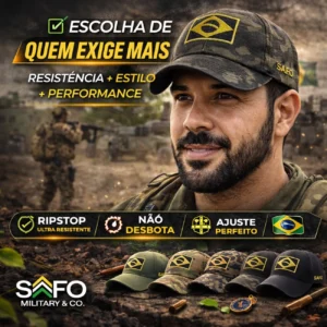 Boné Militar Tático Camuflado Patriota com Bordado Brasil – Produto Versátil para Revenda | Segmento Tático e Urbano